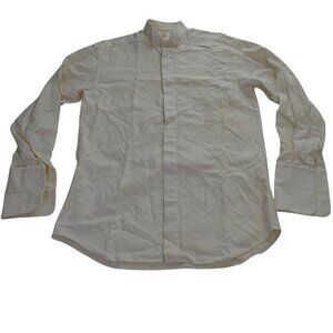 Victor Talbots Mens Ivory Dress Shirt Cotton Button Up Size 15 38 Formal Party